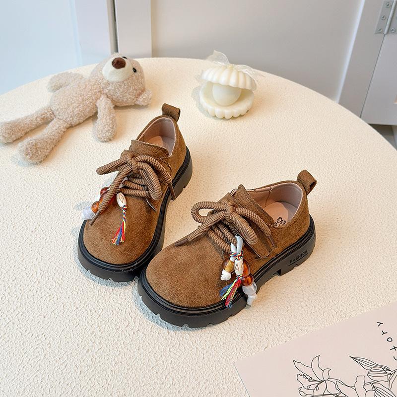 

Детская одинарная обувь для детей среднего и младшего возраста, маленькие кожаные туфли в ретро британском стиле, новинка весны и осени 2025 года, детская мягкая подошва, нескользящая, Bir 26