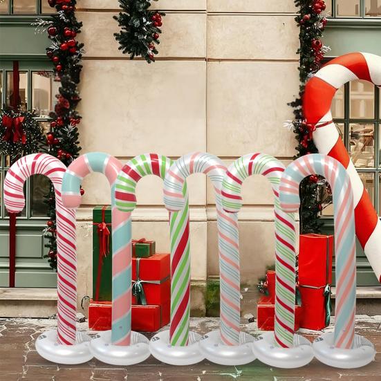 Christmas Candy Cane Balloon 51 Inch Large Inflatable Candy Cane Decoration for Birthday Xmas