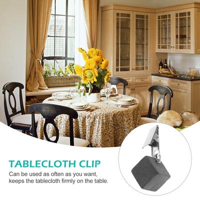 4pcs Tablecloth Weights Stones With Metal Clips Reusable Windproof Table Cloth Clamp For Outdoor Patio Garden Picnic Camping