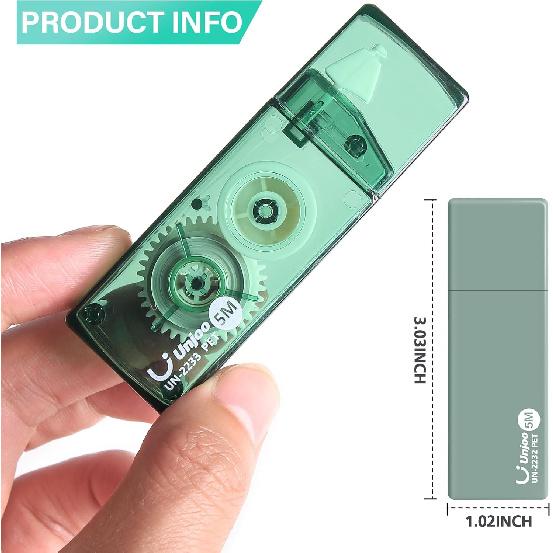 White Correction Tape, Easy To Use Applicator for tant Corrections, For school, Office Workers (Gradient Green, 5M/196" x 0.2",12pack)