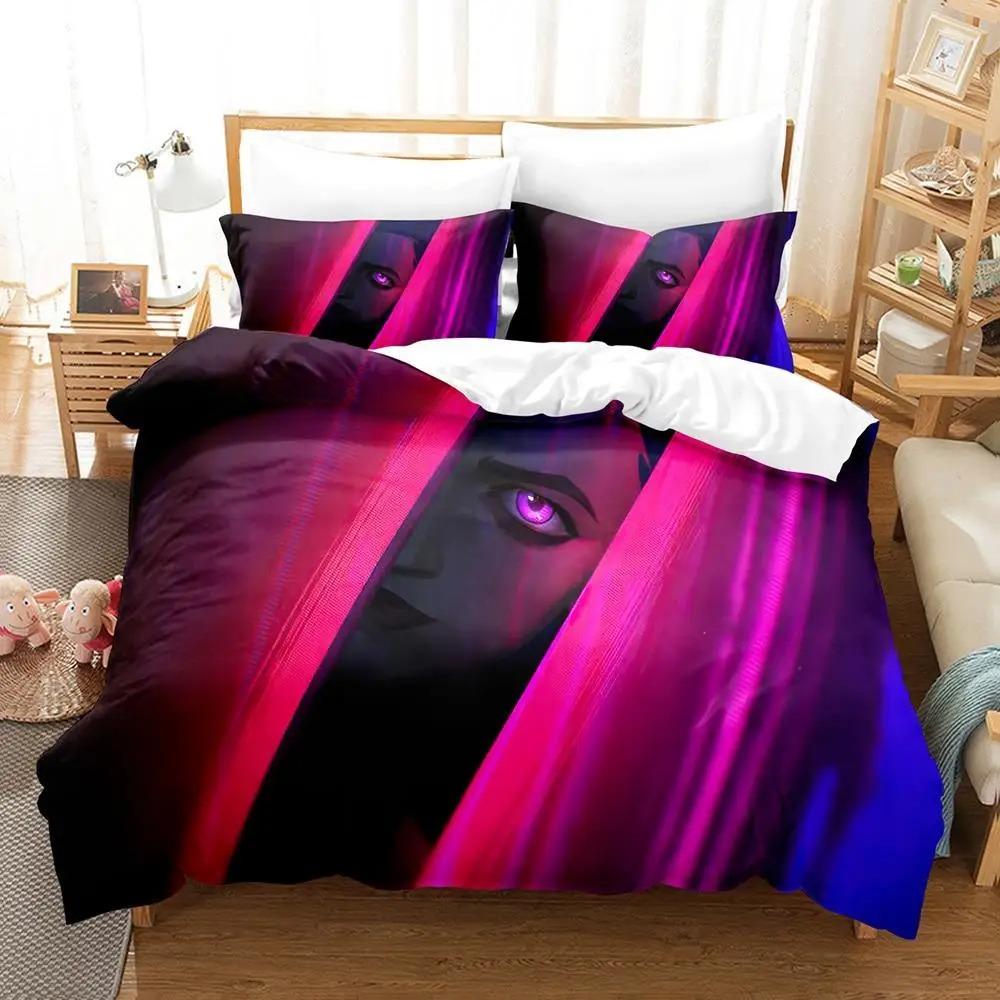 New Jinx Lol Bedding Set Single Twin Full Queen King Size Bed Set Aldult Kid Bedroom Duvetcover Sets 3D Anime Bed Sheet Set