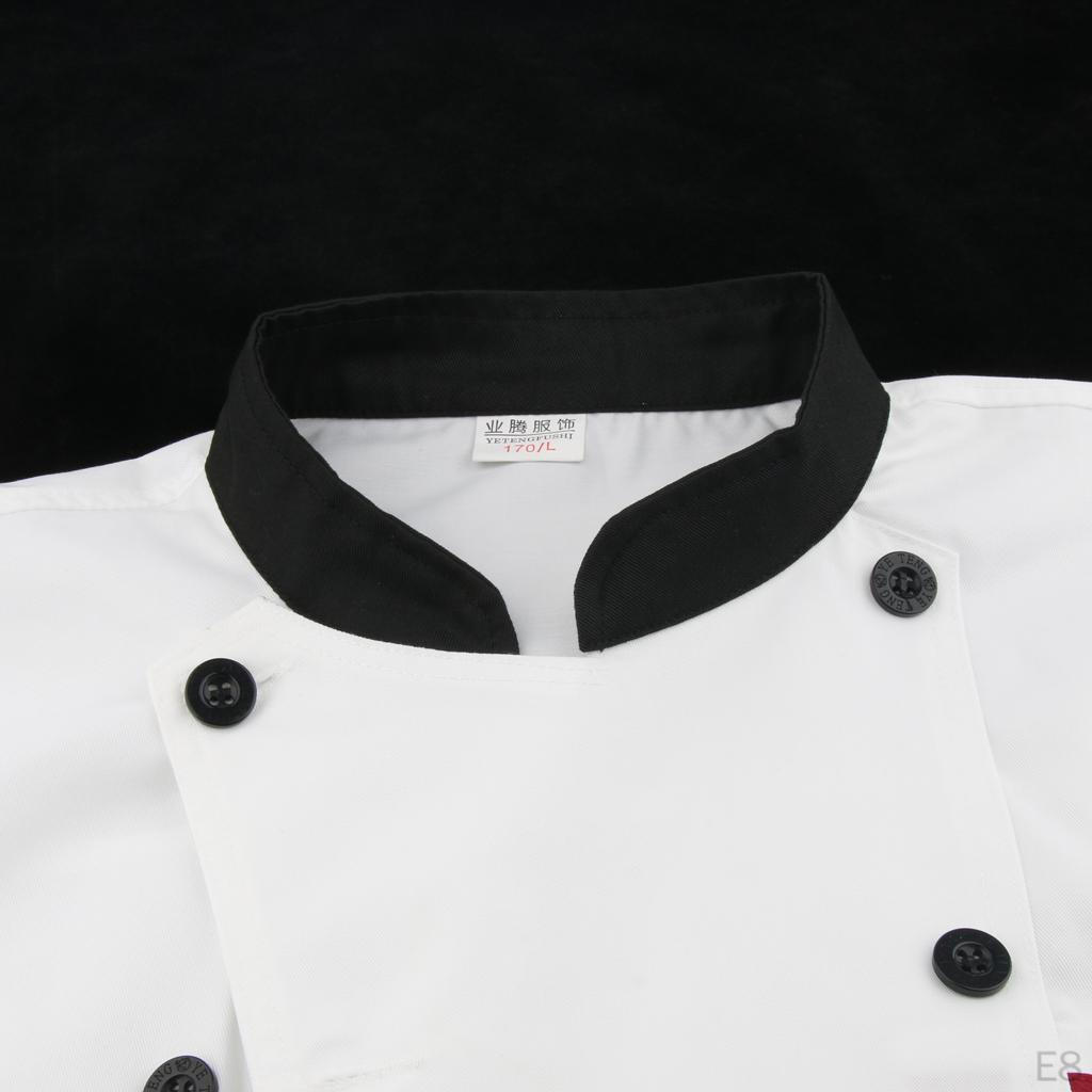 Chef Apparel Double Breasted Uniform Stand Hotel Cook Clothes White