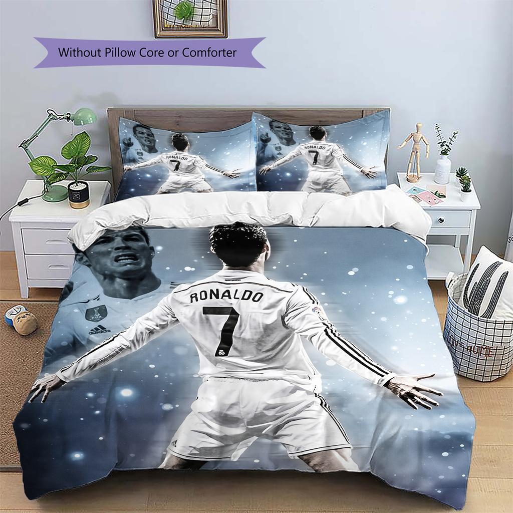 Biancheria da letto con motivo Cristiano Ronaldo Decorazione per la casa Regalo di compleanno (1 * copripiumino + 2 * federa, senza nucleo)
