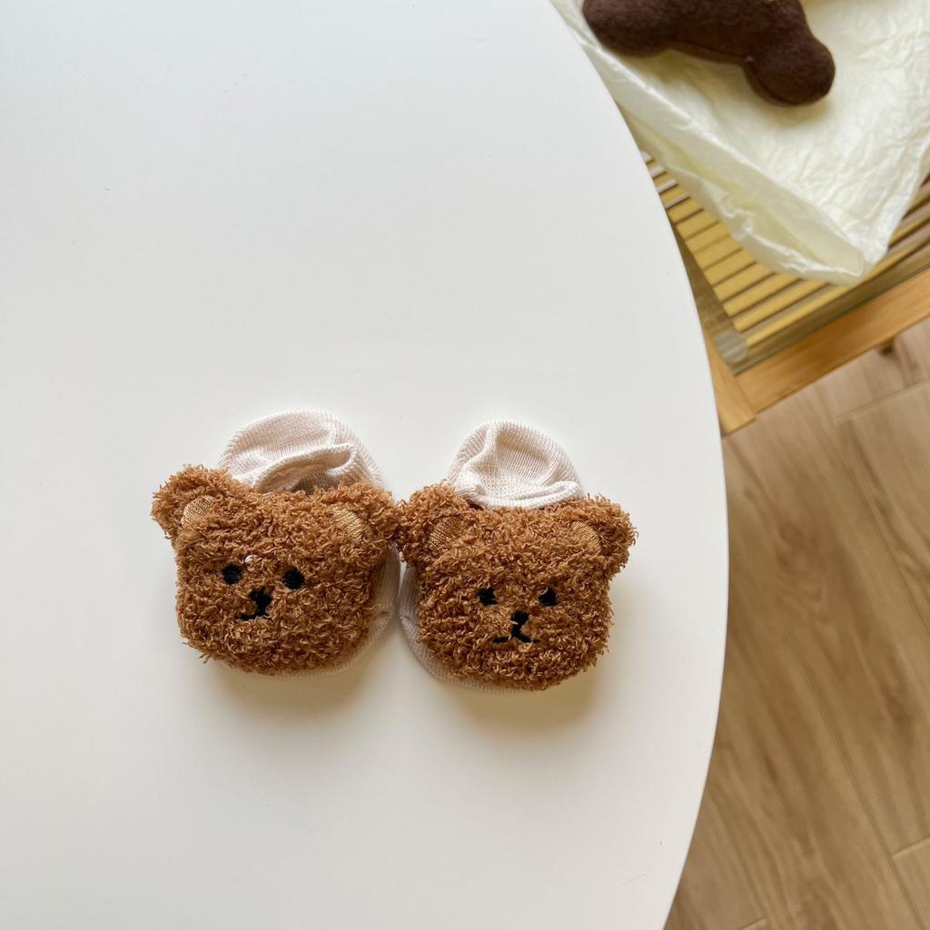 1 Pair Infant Baby Sock Cute Cartoon 3D Bear Short Sock for Toddler Baby Boy Girl Spring Summer Non-slip Floor Sock for Kids