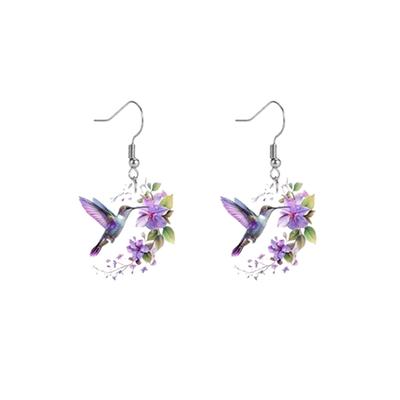Modische Kolibri-Blumen-Hängeohrringe aus Acryl, ideal für den täglichen Gebrauch und besondere Anlässe