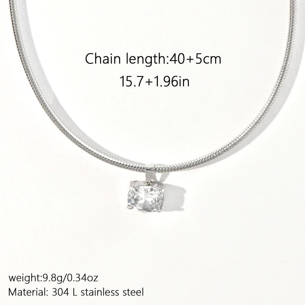Stainless Steel Link Chain Necklace 18K Gold Plated Sparkling Crystal Pendants Adjustable Choker Style Trendy Daily Wear