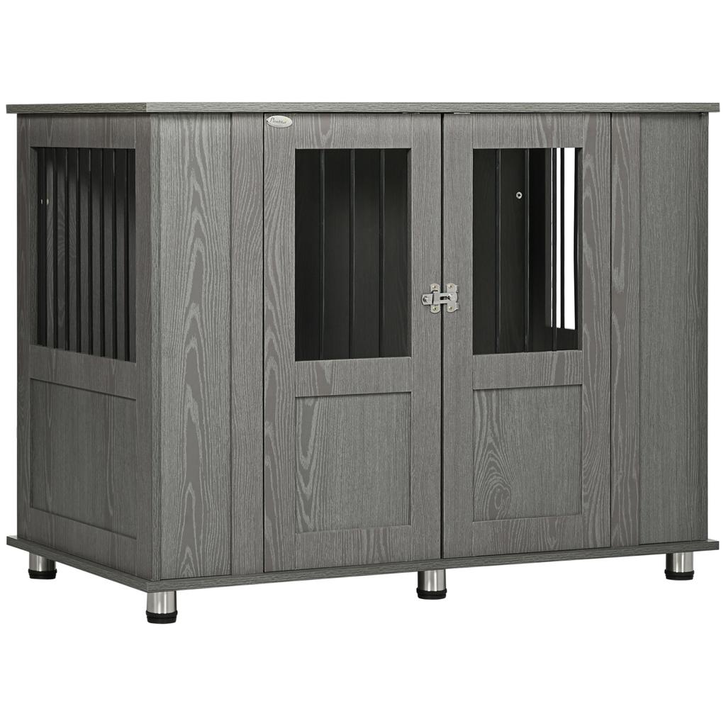 Dog Crate Table for Medium and Large Dogs with Magnetic Door for Indoor Use, 114 x 60 x 82 cm, Grey