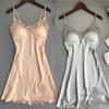 Black Lace Padded Camisole Nightgown - Sexy Hollowed-Out Sleepwear for Summer Nights