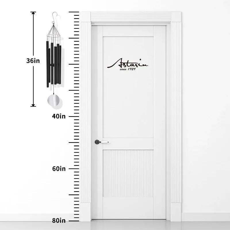 Wind Chimes Outdoor Deep Tone, 36-inch Large Wind Chimes,Memorial Wind Chimes with 6 Aluminum Tubes Sympathy for Mom Dad,Black