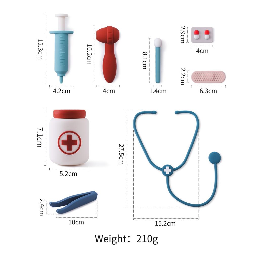 Montessori Doctor Toys Kids Pretend Silicone Play House Toys Toddler Silicone Medical Set Toys Children Nurse Games Toys Set