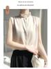 Silky Lotus Leaf Lace Collar Sleeveless Top for Women - Spring/Summer Fashion Layering Essential