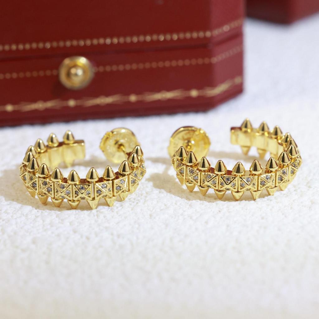 Rivets, Earrings Three Color V Material Original Logo Electroplating 18K Daily Outfit for Birthday Party Ear Studs