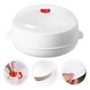 BEBEMOKO Microwave Steamer with Clear Lid, Steaming Plate for Even Food Heating, Water Retention Design, Kitchen Cookware