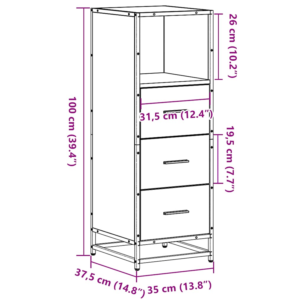 Bathroom Cabinet Sonoma Oak Finish 35 X 37.5 X 100 Cm Particleboard
