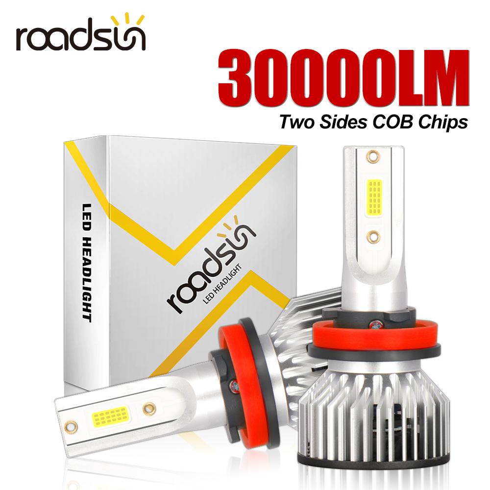 

9005/HB3 9006/HB4 9012 H1 H7 H11 High/Lo Beam H4 All In One LED Bulbs 30000LM 6500K White Double COB Chips LED 2pcs 5000LM&H7