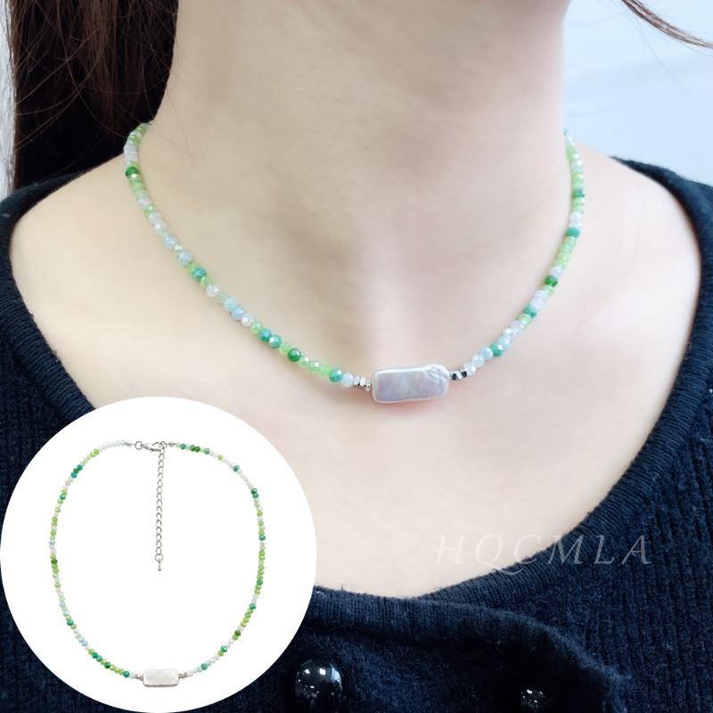 Necklace baroque sugar cube broken silver clavicle chain small fresh classy neck chain