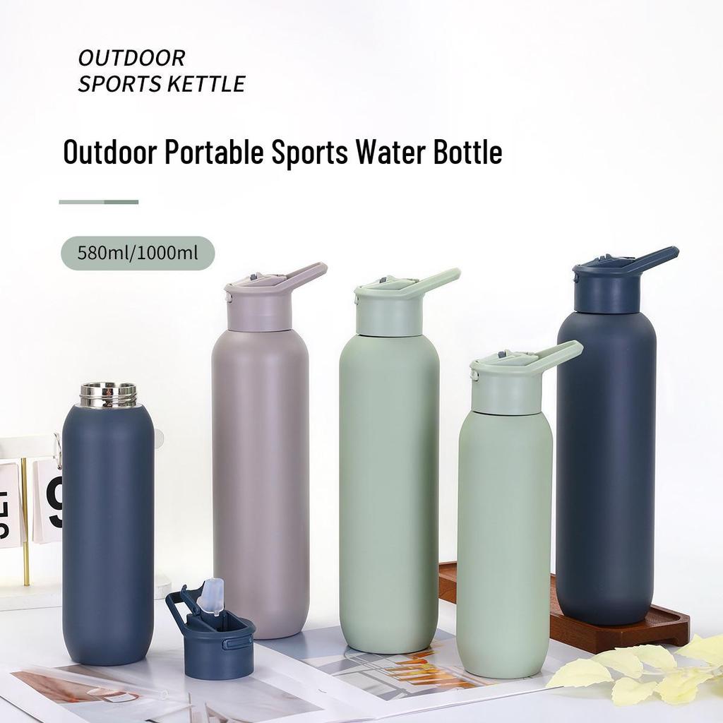 Portabel Bergsklättring Dubbelskikt Isolerad Sportvattenflaska, 304 Rostfritt Stål, med Handtag och Liten Öppning.