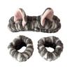 2Pcs/Set Women Hairband Wristband Set Cartoon Cat Ear Decor Soft Breathable Fabric Headband Wristband Set