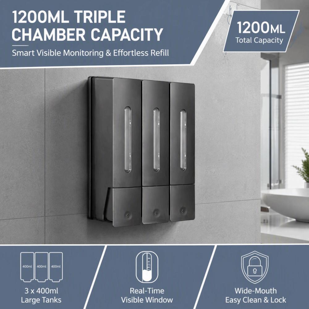 White Black Grey Shower Soap Dispenser ABS Shampoo Conditioner Dispenser Soap Dispenser  Home Hotel