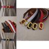 Leather Wide Belt For Women With Metal Snap Buckle For Casual Wear