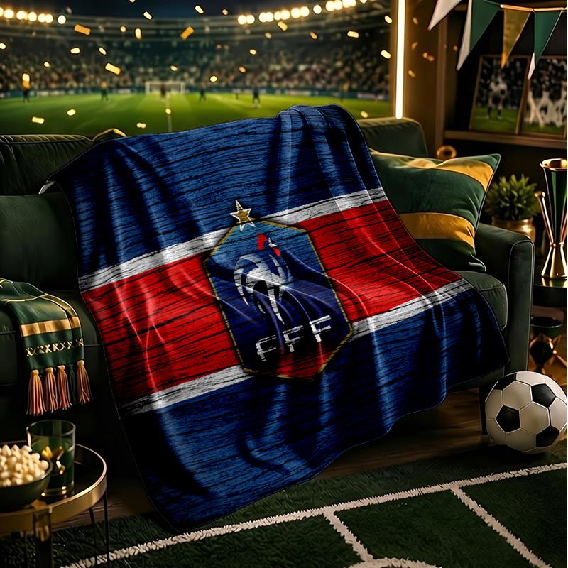 France Football Emblem Throws Blanket Flannel Blankets Plush for Couch Bed Gifts for Men Women Travel picnic blanket Christmas fan gifts