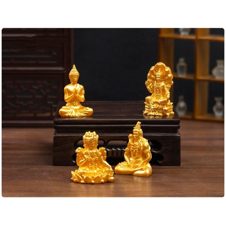 Small Resin Sakyamuni Figurines Decorative Ornament Mini Buddhas Statues Miniature Buddhas Sculptures Home Garden Decors