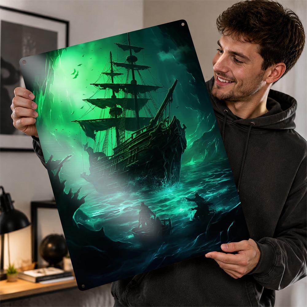 Fantasy Pirate Ship Poster Retro D Printed Metal Signs Customized Wall Hanging Gift for Luxury Decoration Home Decorations Room