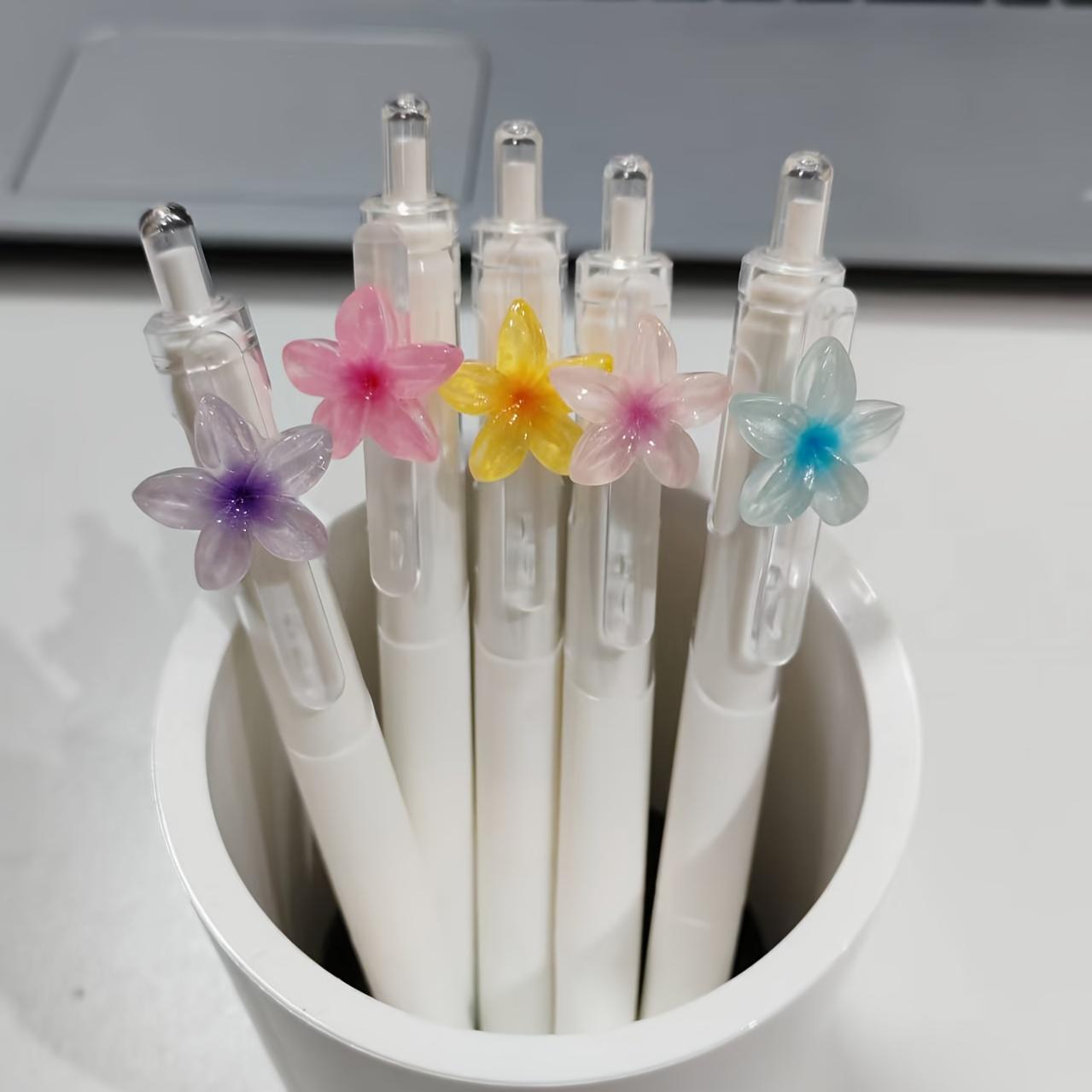

10Pcs/set 0.5mm Black Ink Ballpoint Pen Set, Cute Flower Quick-Dry Writing Pen, Creative Stationery Set, Suitable for Daily Office Use, Gift Set 10 pcs/set Flowers