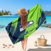 Seattle Seahawks Customized Name Text Beach Towel, Soft Absorbent Towel Beach Pool Travel Personal Gift