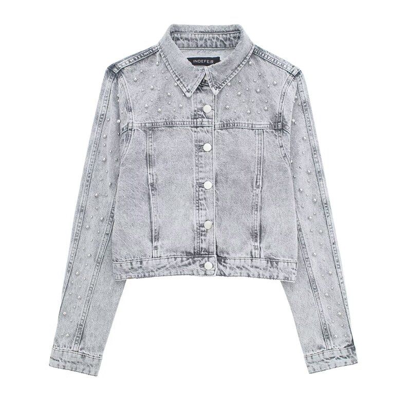 Fashion Style 2024 Spring New Women's Artificial Pearl Denim Jacket Coat High Waist Skirt 5862065 802