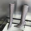 Elegant Pointed Toe Knee-high Boots Women  Winter Luxury Designer Thin High Heels for Women High Knight Boots Botas Altas