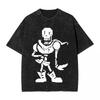 Papyrus Design Undertale T Shirts Hip Hop Washed Harajuku TShirt Vintage for Men Women Tops Streetwear Printed Tees