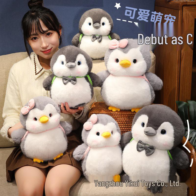 Penguin Brother & Sister Bib Plush Toy - Kid's Comfort Doll & Gift Pillow
