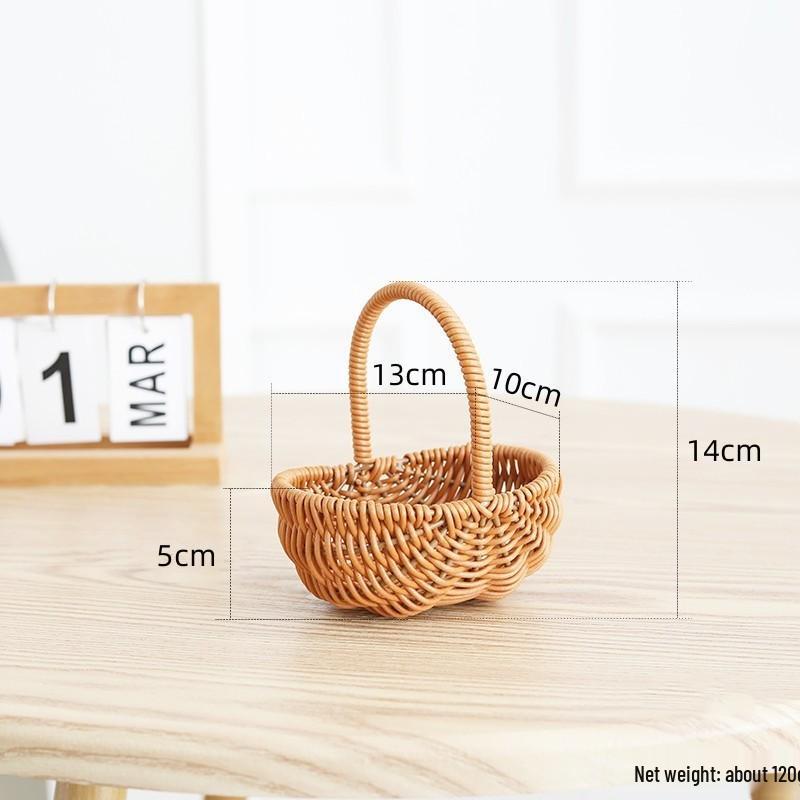 

Women’s Day Woven Flower & Picnic Basket - Imitation Rattan, Leather Cord, Home Decoration & Handheld Use