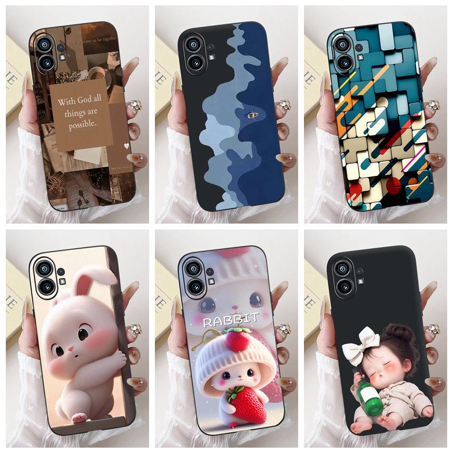 Fashion Painting Phone Case For Nothing Phone (1) Black Silicone Soft Cover For Nothing Phone One Phone1 Cases Bumpers