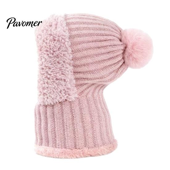 Passamontagna Invernale per Uomo e Donna, Passamontagna Antivento, Cappello Maschera da Sci a Maglia, Cappello a Maglia Foderato in Pile con Scaldacollo Scalda Teste, Pompon, Accogliente Freddo