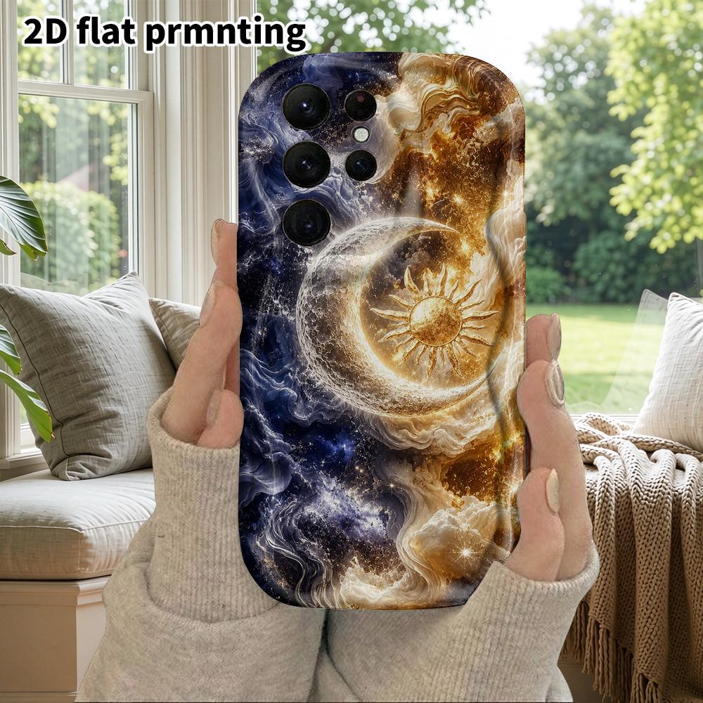 Phone Case: 2D Flat Samsung Galaxy A34 A35 M05 M06 S20 S22 S21 FE Plus 5G Protective Case, Couple Style, Cloud Moon Gazing, Christmas and Halloween Gi