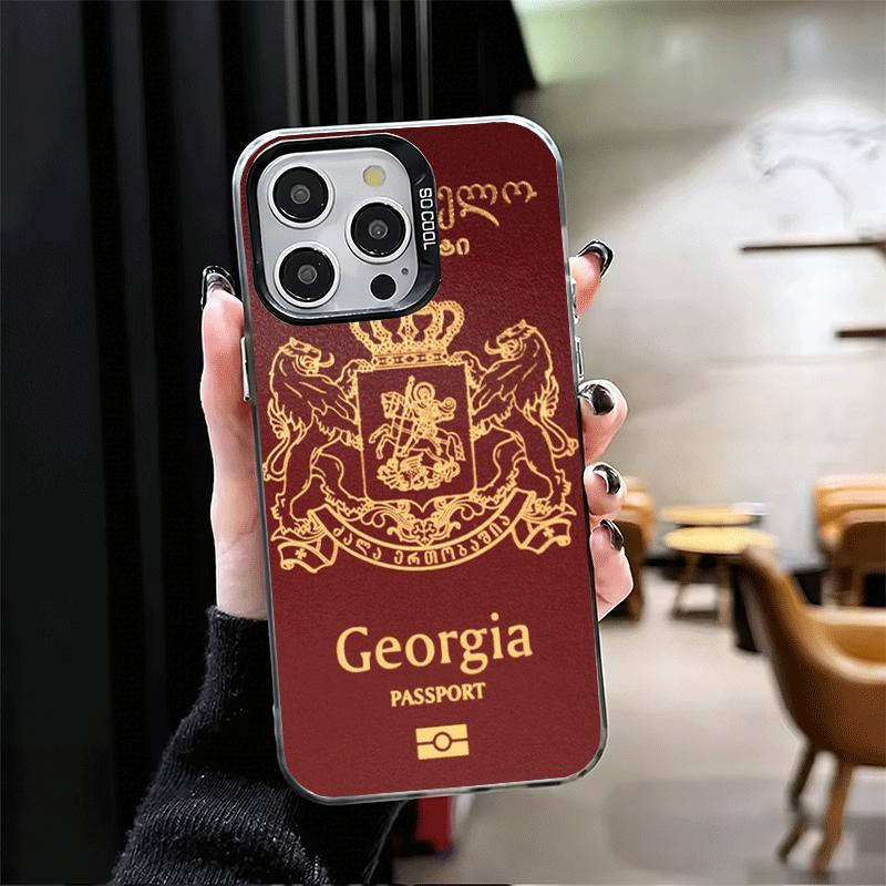 Georgia Passport Flag Shockproof Phone Case for iPhone 17 Air 16 16E 15 Pro Max 14 Plus 13 Mini 12 Back Cover Anti Fall Fundas