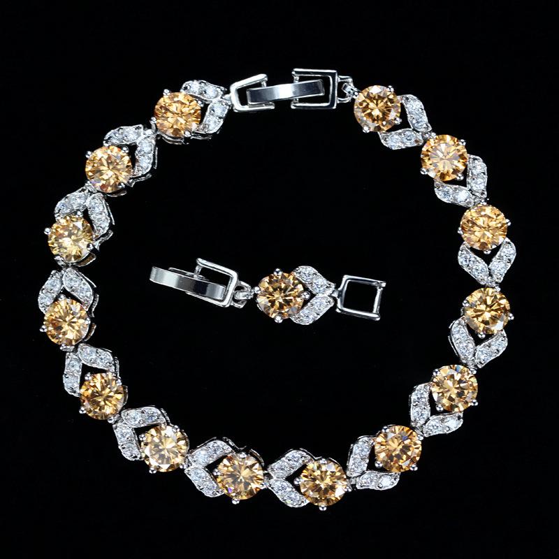 High-End Atmospheric Color Ribbon Diamond White Crystal Zircon Bracelet Women'S Hand Jewelry