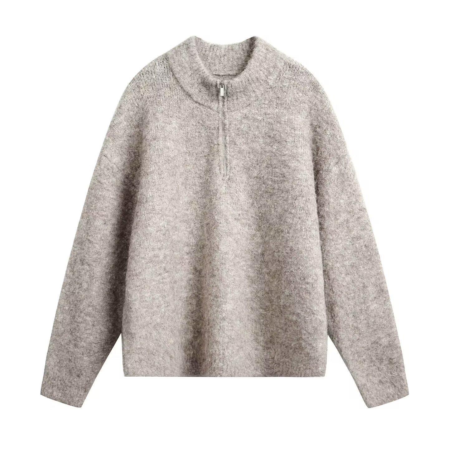 

Men s Trendy Retro Half-Zip Sweater with Stand-Up Collar - Autumn/Winter Knitwear, High-End Feel XL