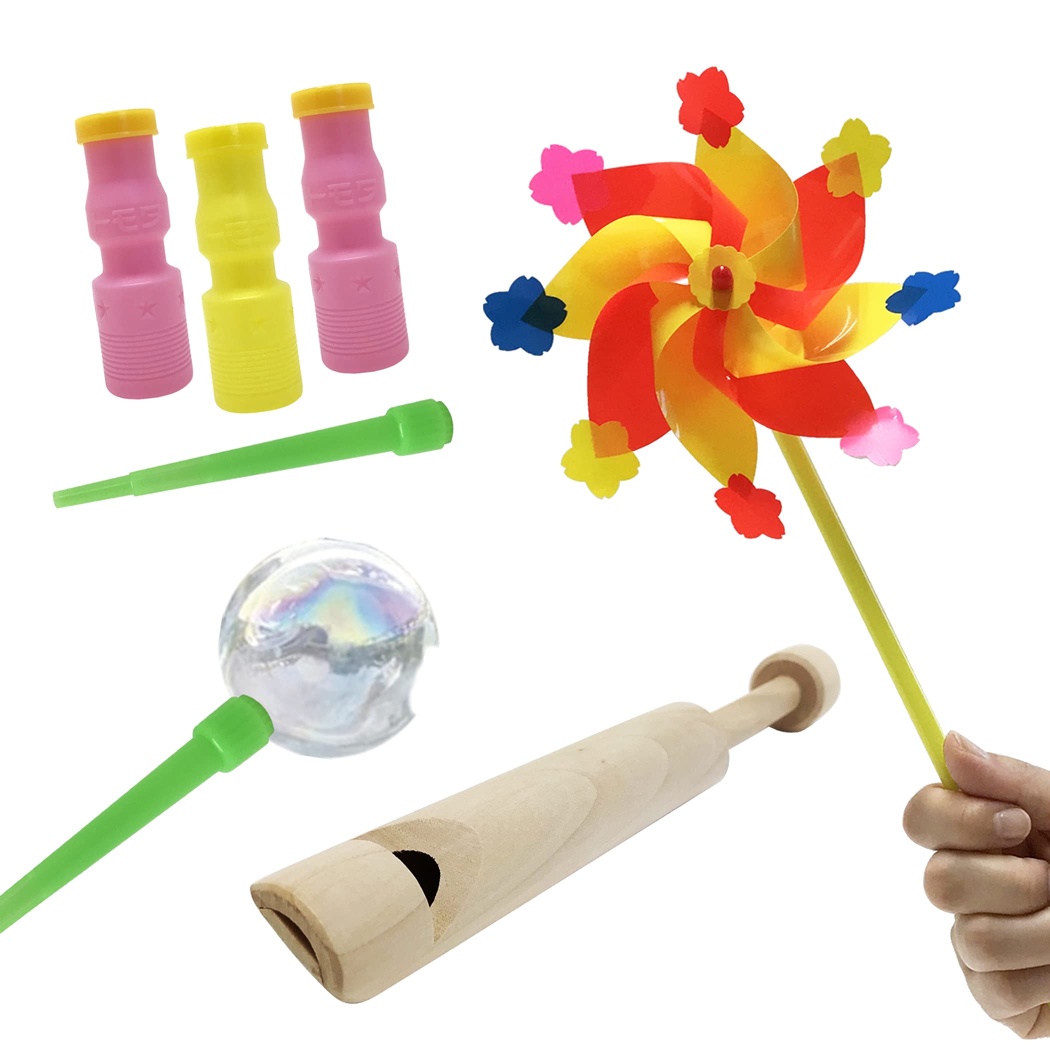 

Nostalgic Folk Craft Toy Set: Blowing Toys, Windmill, Bubble Whistle, and Slide. Folk Craft Toy Set (Whistle, Windmill, Bubble Whistle)