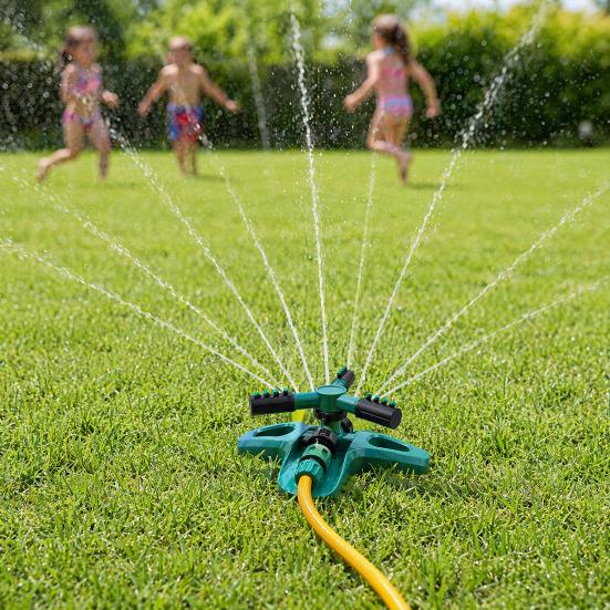 3-Arm Lawn Sprinklern, Automatic 360-Degree Rotating Garden Sprinkler, Large Coverage Area Sprinkler for Yard Outdoor Irrigation Kids Pets Water Fun