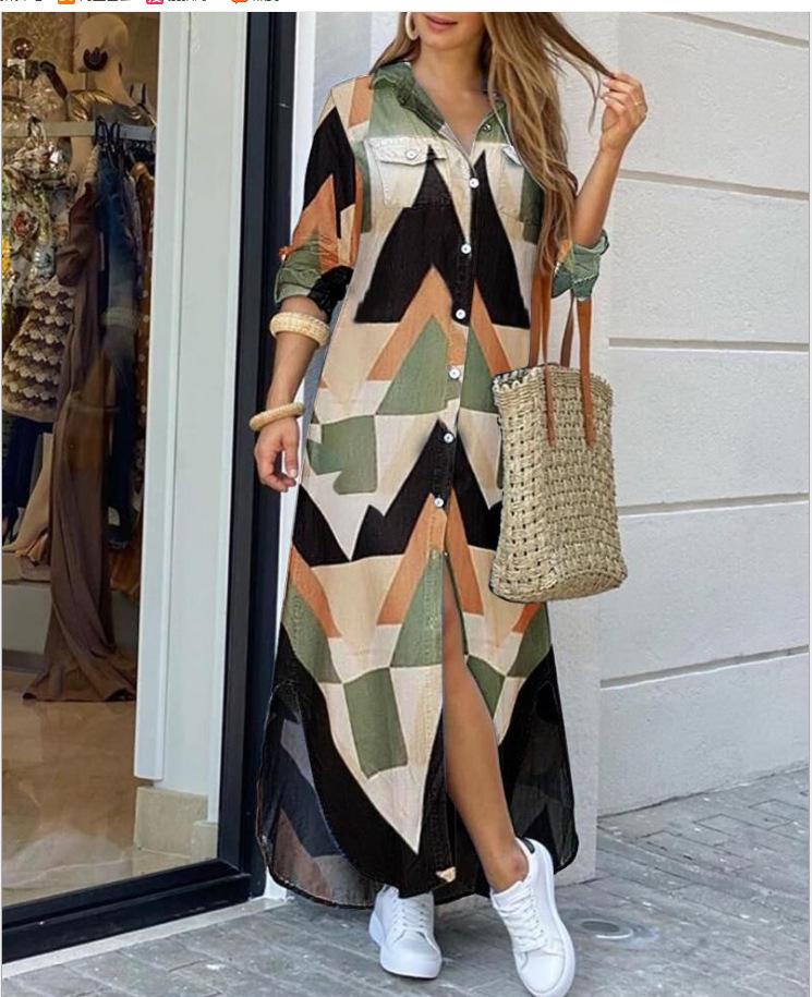 2025 Autumn Fashion Long Sleeve Shirt Dress, S-5XL, Large Stock