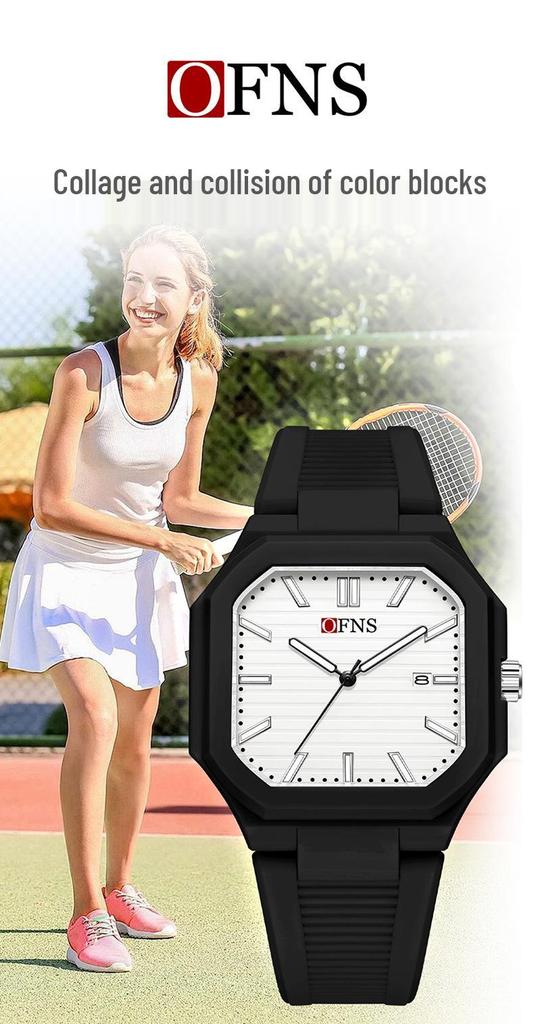 Unisex Luminous Square Quartz Wristwatch with Calendar