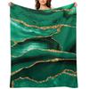 Emerald Green Malachite Faux Marble With Gold Glitter Throw Blanket Luxury Thicken Nap Luxury Designer Blankets