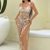Women's Sequin Long Vacation Dress: Sexy Hollow-Out, Sun Protection Beach Cover-Up