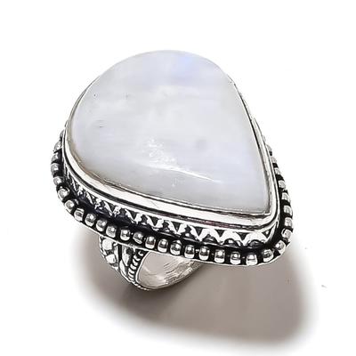 Natural Rainbow Moonstone Gemstone 925 Sterling Silver Gift Ring Size 8 I0h71