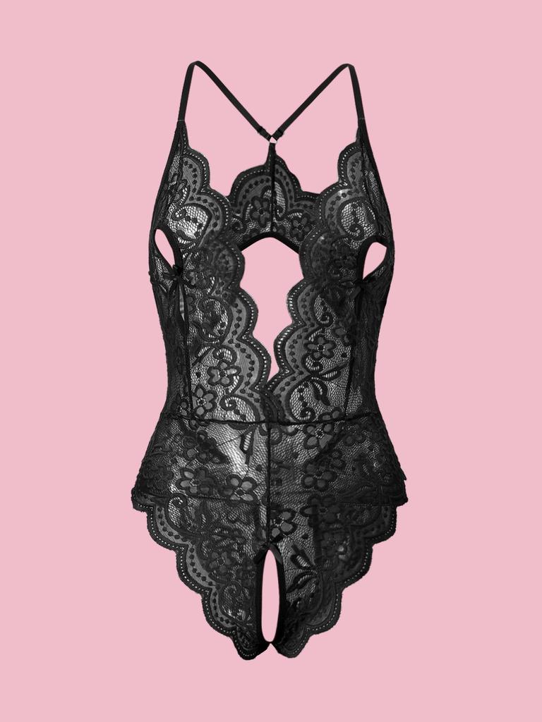 Hollow Crotchless Women's Bodysuit Slim Fit Mesh Lace Sensual Bodysuit Summer Sexy Fashion Sleeveless Sleepwear Erotic Costumes