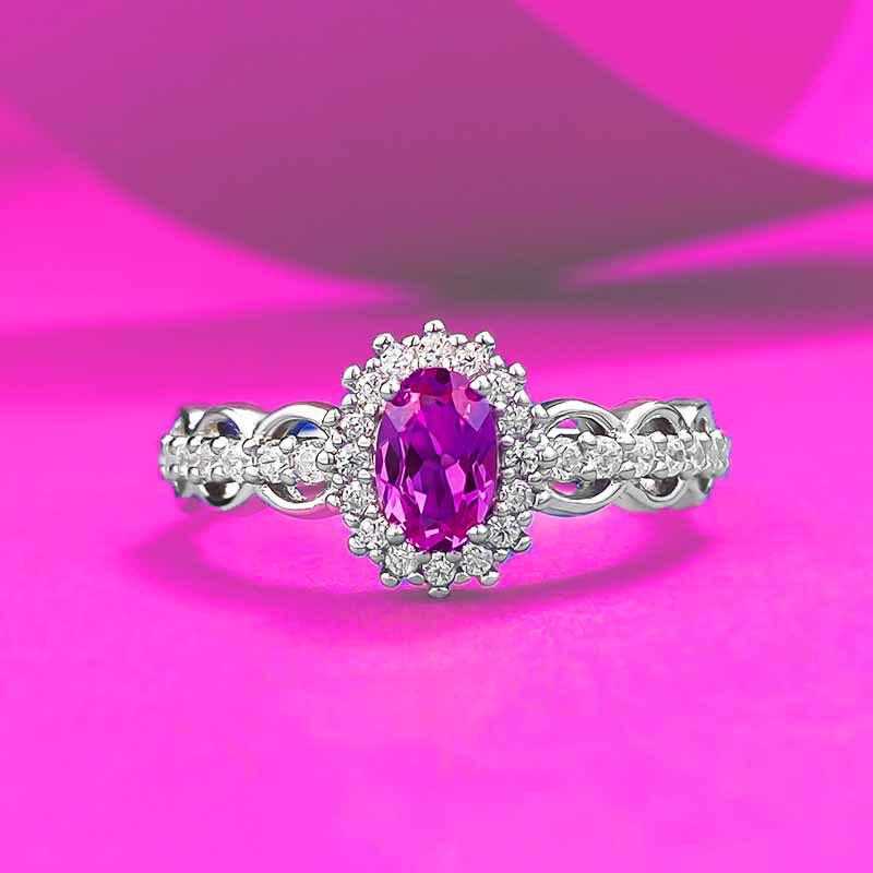 

S925 Silver Pink Moissanite Ring - Simple, Versatile Daily Wear for Women Size 9