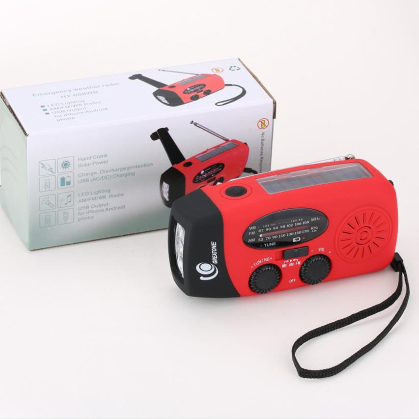 2000mAh Solar Hand Crank Emergency Radio with USB Charging and Disaster Prevention